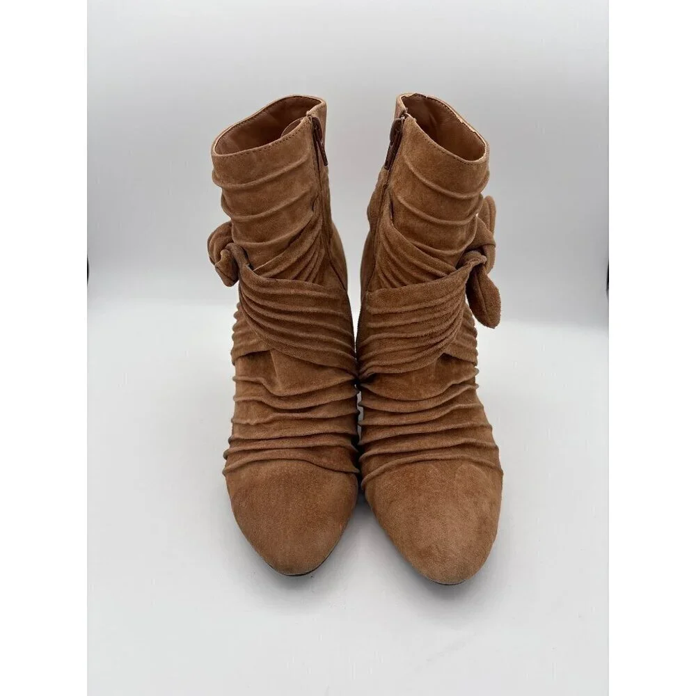 Womens Bijou New York Leather & Man-Made Materials Ankle Boots Size 7.5W Brown M